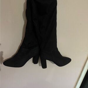 Fashion Nova black suede knee high boots